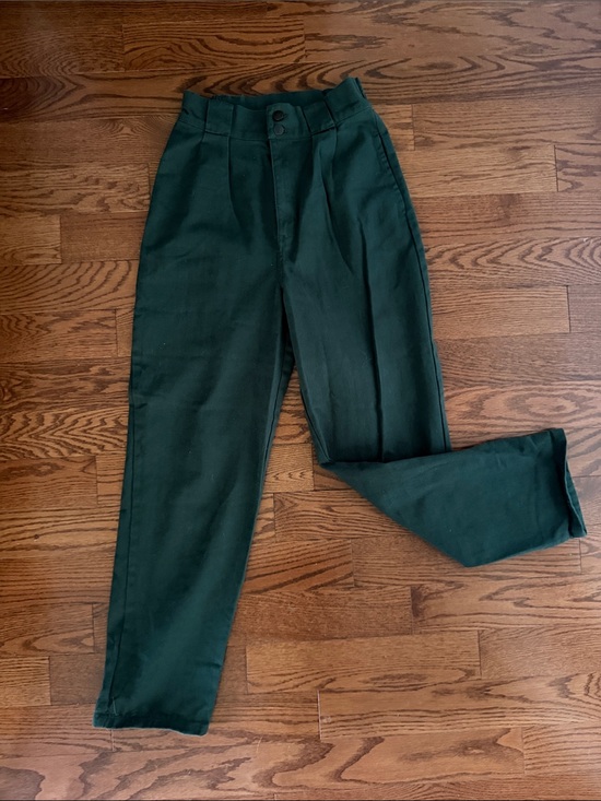 Lucy & Yak Pants - Lucy & Yak Addison Dark Green High-Waisted Trousers W28